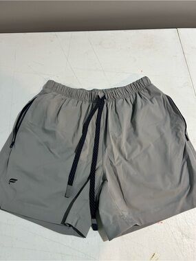 Fabletics Men's Light Gray Athletic Shorts with Black Drawstring 5 inch